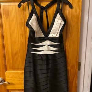 BCBGMAXAZRIA black and white halter dress